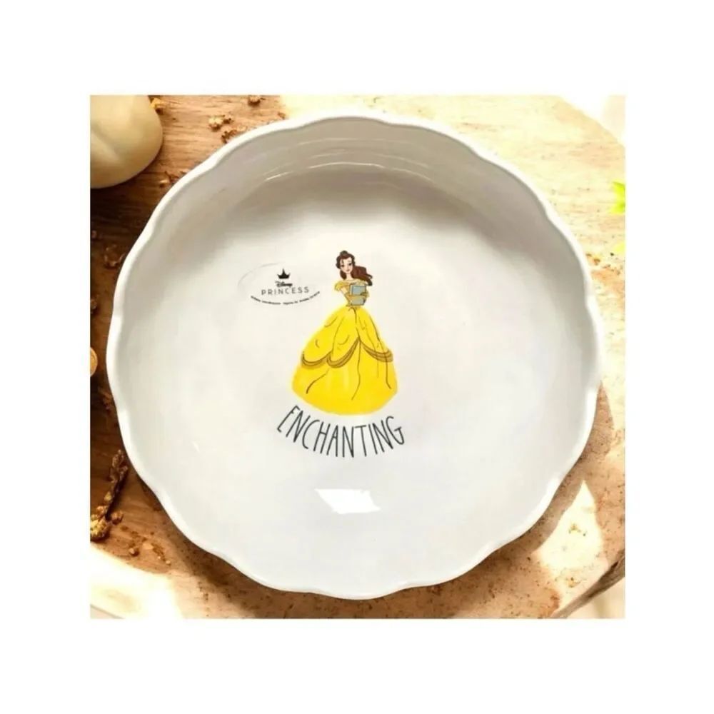 NWT Rae Dunn Disney Gorgeous 8” Belle Enchanting Scalloped Ceramic Dinner Bowl